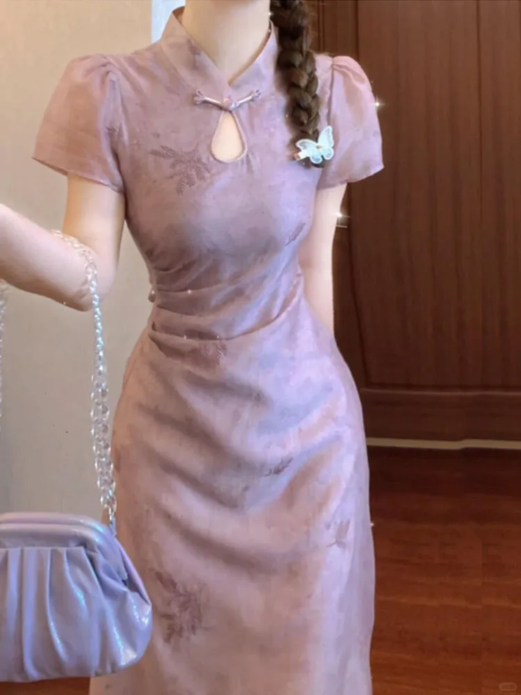 紫色旗袍，大码女神👑