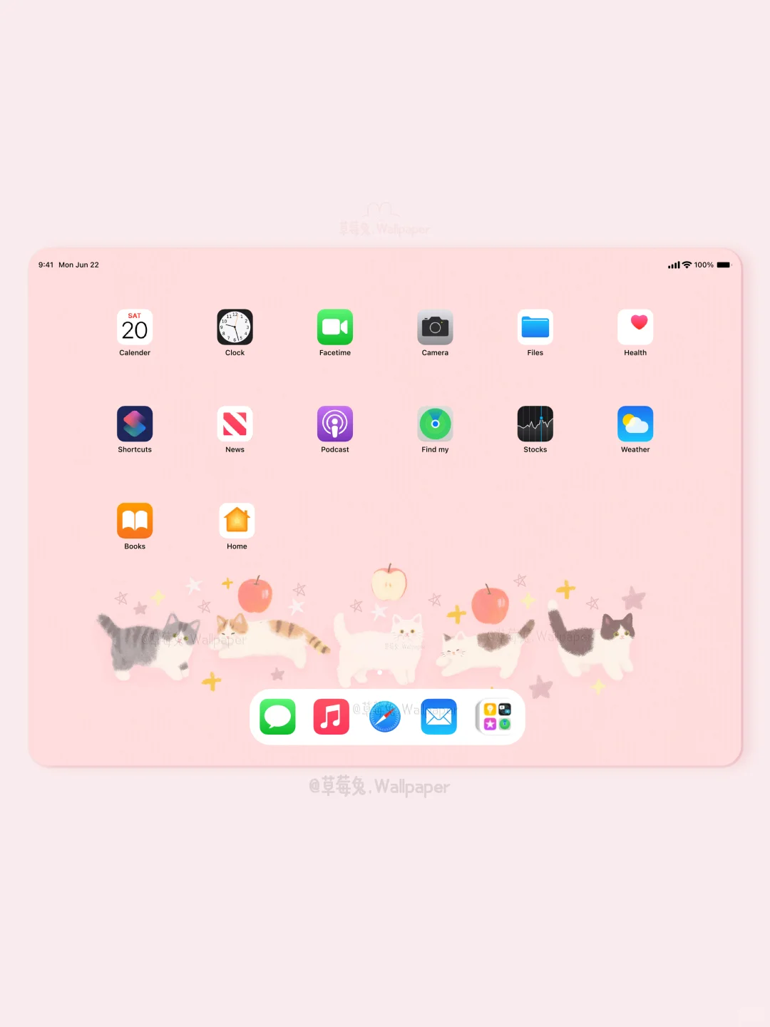 132｜红苹果和猫猫｜ipad平板壁纸
