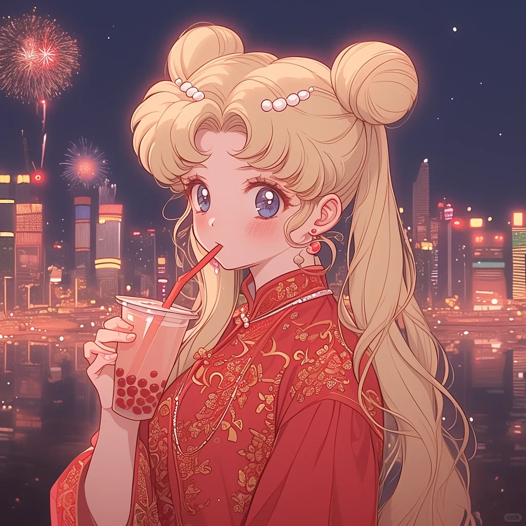 吃完年夜饭，出门看上海烟花啦🎆美少女战士
