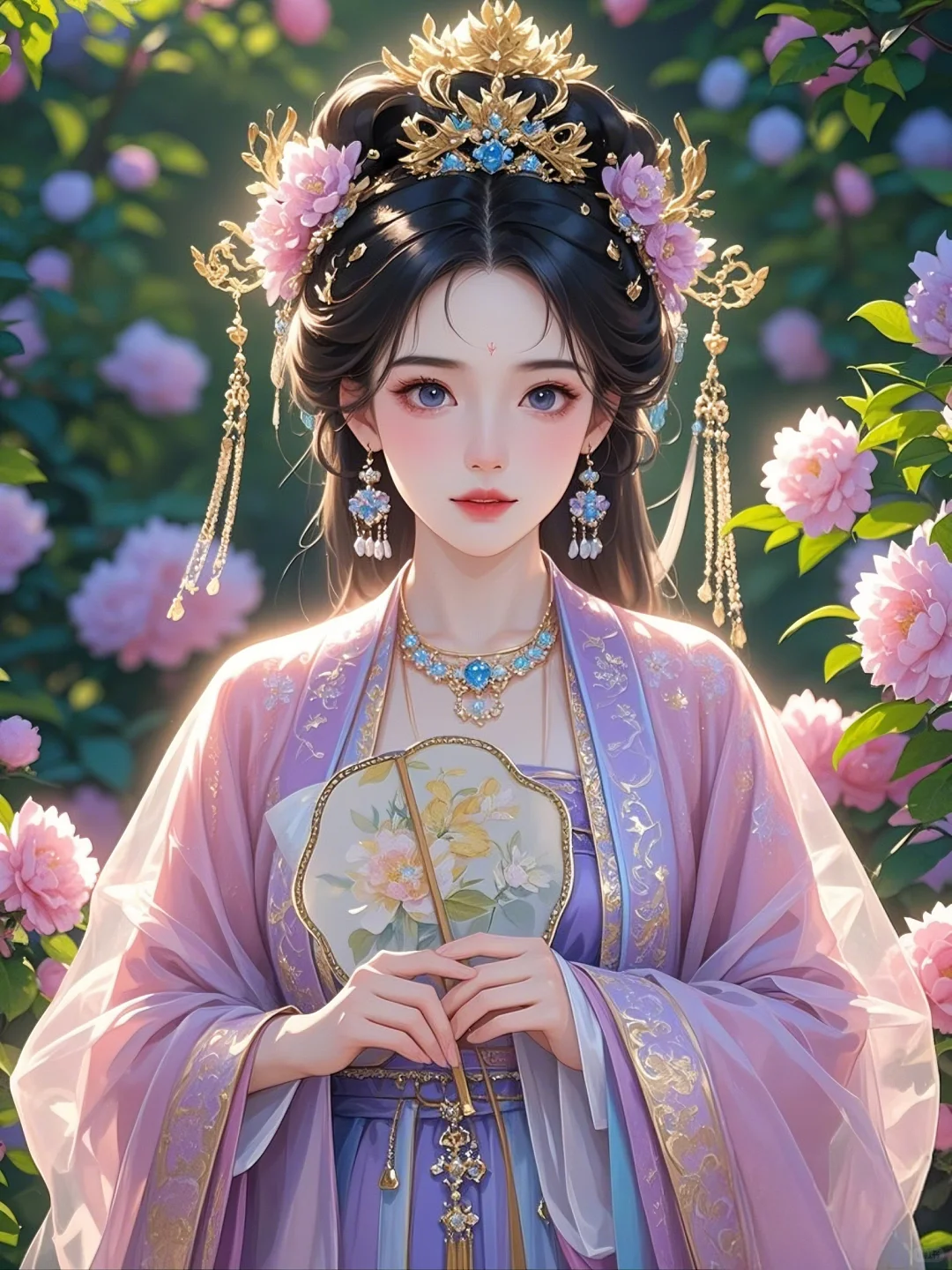 公主闲游花海处，粉腮恰似海棠娇