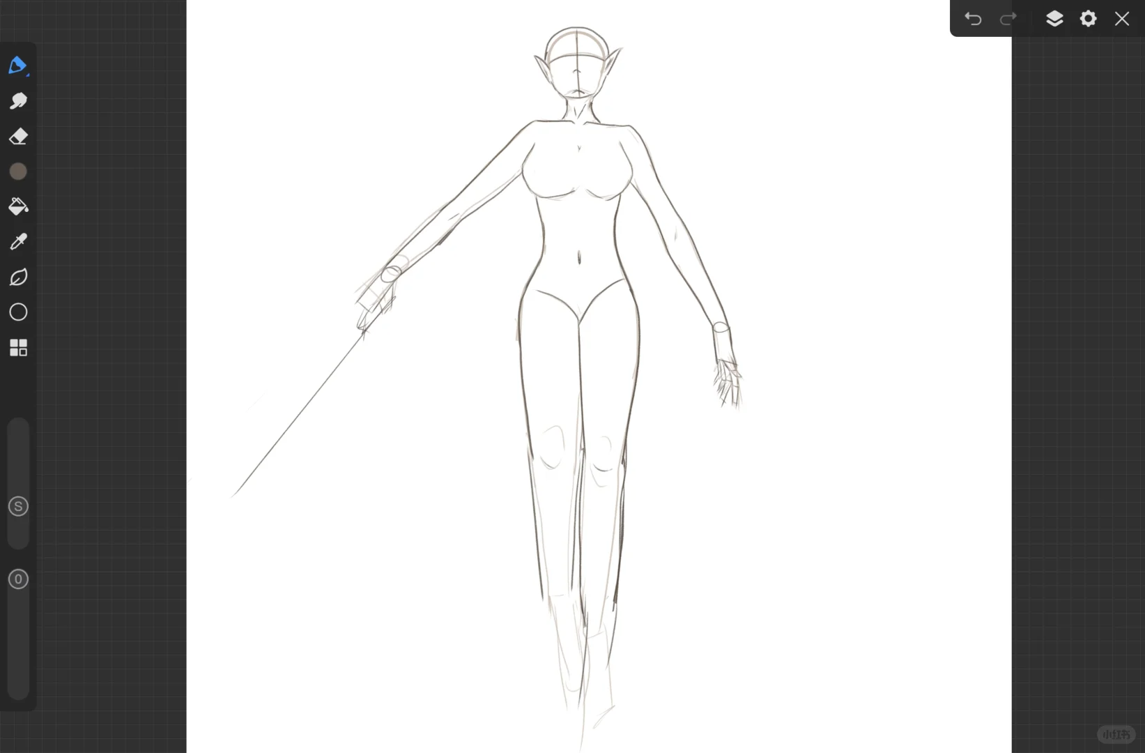 简单线条画女武神～