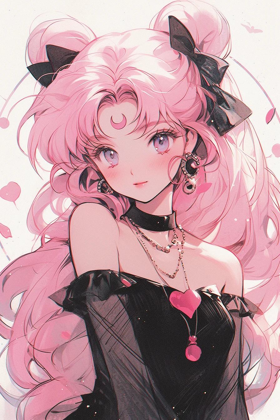 月野小小兔💕旧漫画粉黑配色美少女战士头像