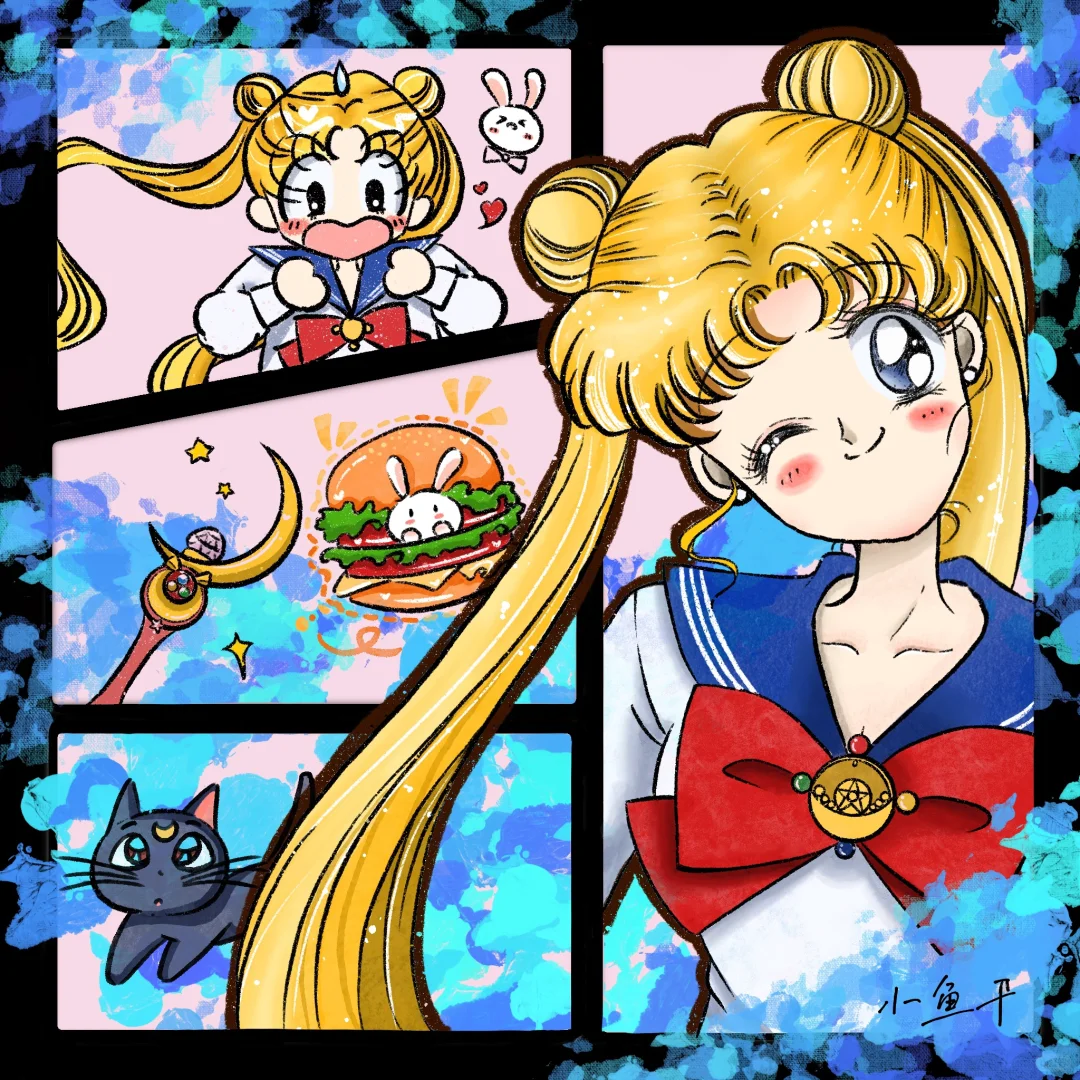 买不到衣服，先画个最爱的美少女战士吧～