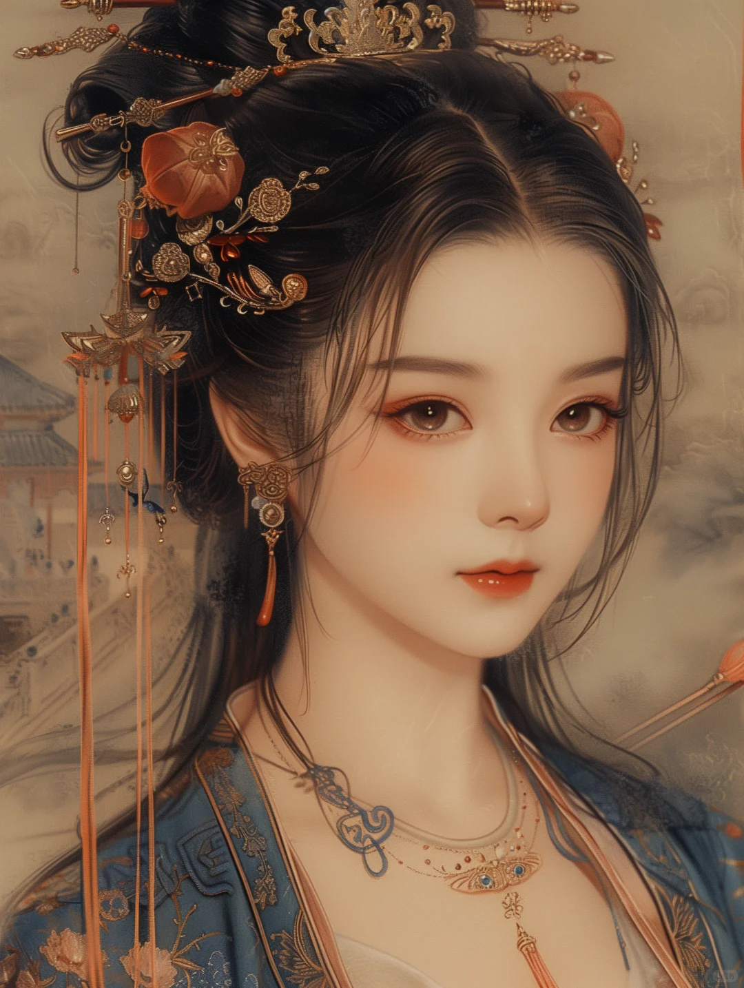 AI绘画 I 螓首蛾眉，巧笑倩兮，美目盼兮