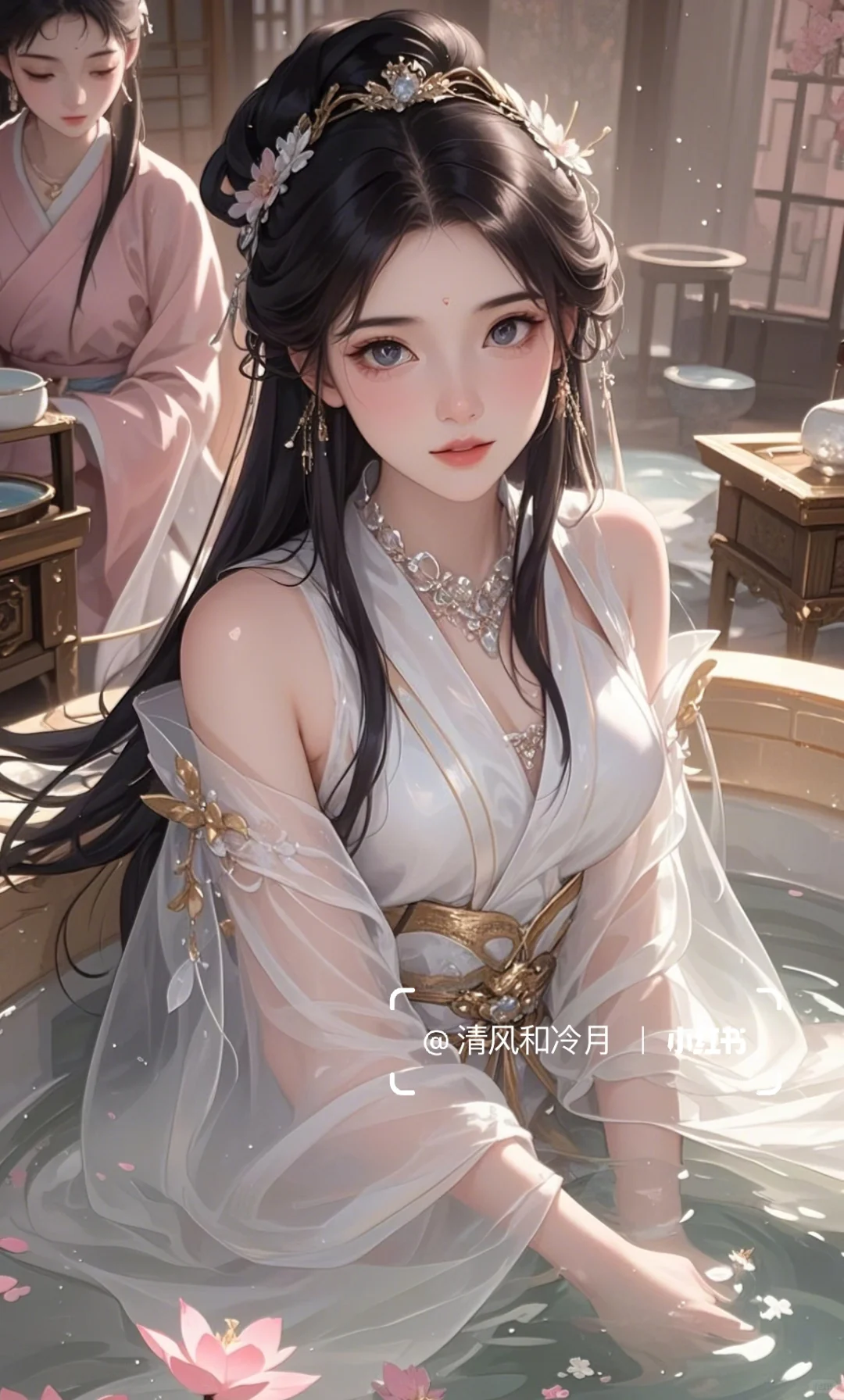春寒赐浴华清池，温泉水滑洗凝脂。