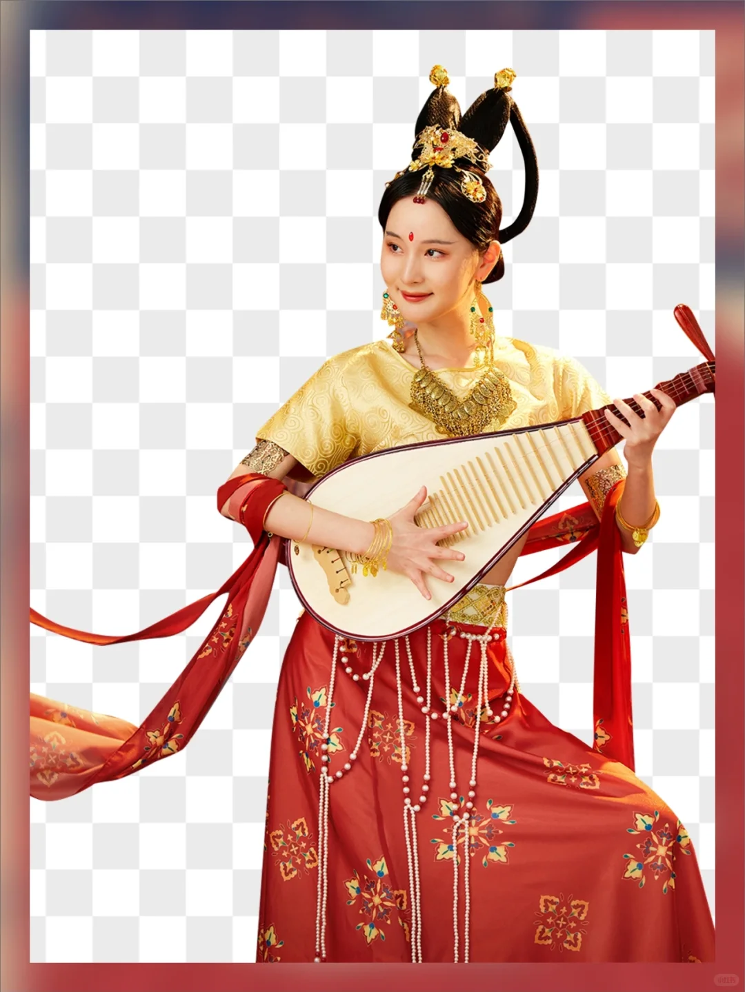 真人绘画素材 | 敦煌手拿琵琶人物形象 (15)