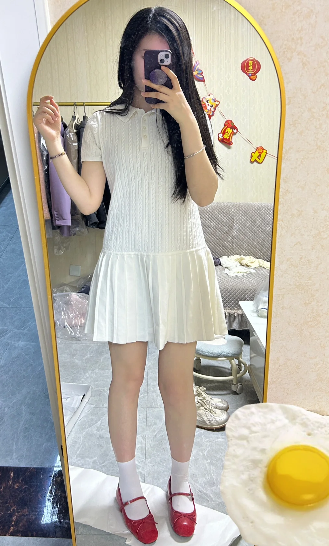 宅女小白花针织裙