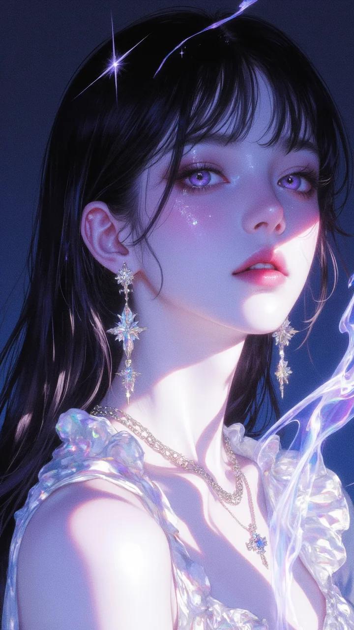 【AI绘图】梦幻星芒下的神秘少女