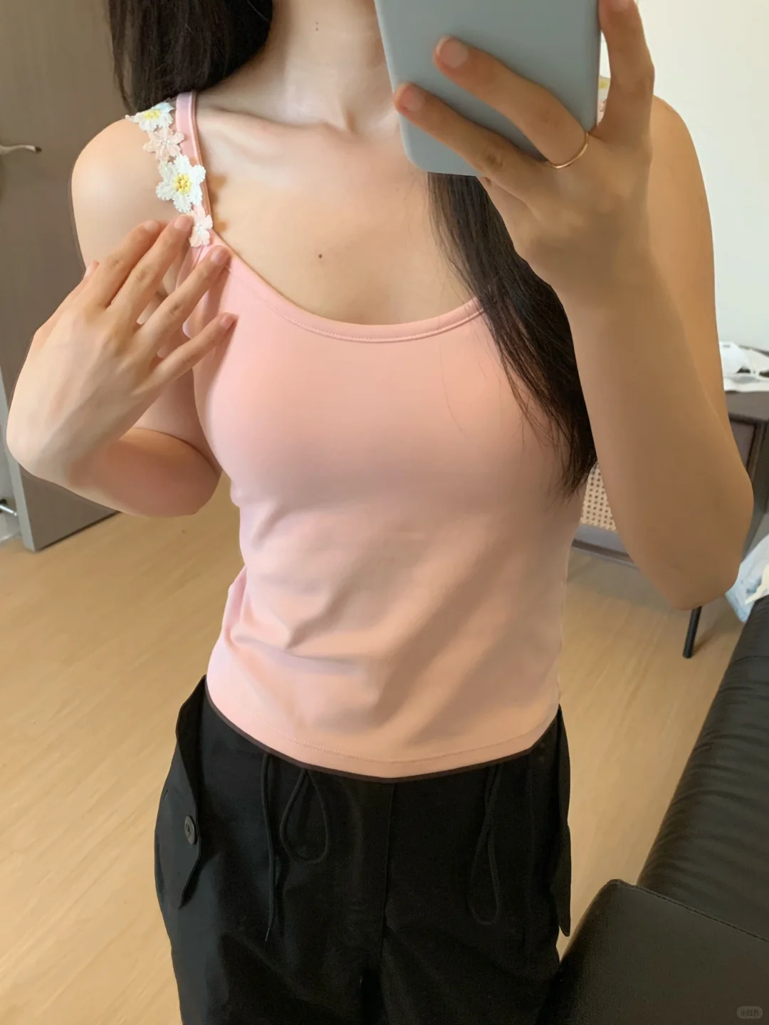 挖到我的人生吊带！粉嫩嫩的花朵吊带泰米了！