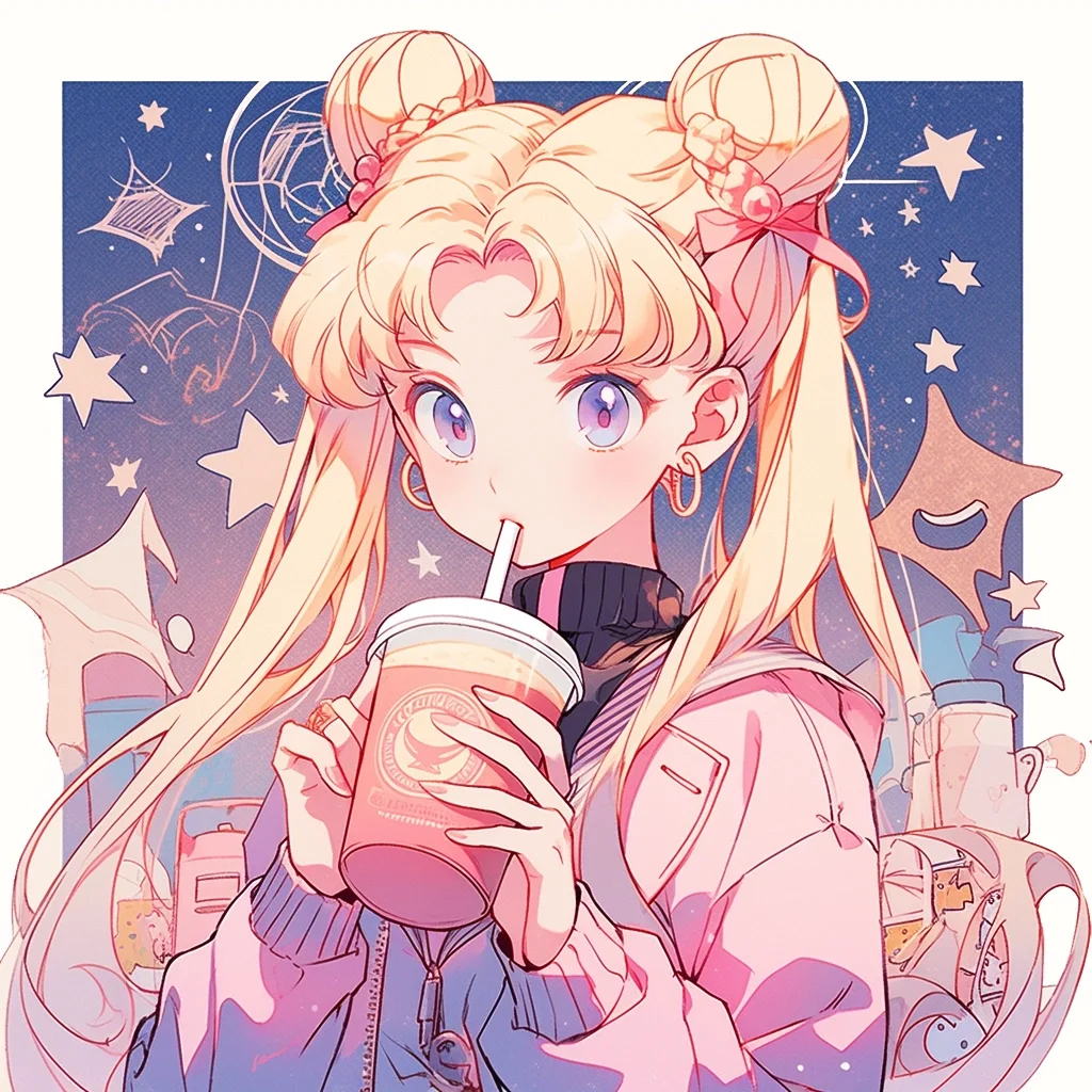🩷吨吨吨，奶茶与月亮的邂逅｜美少女头像
