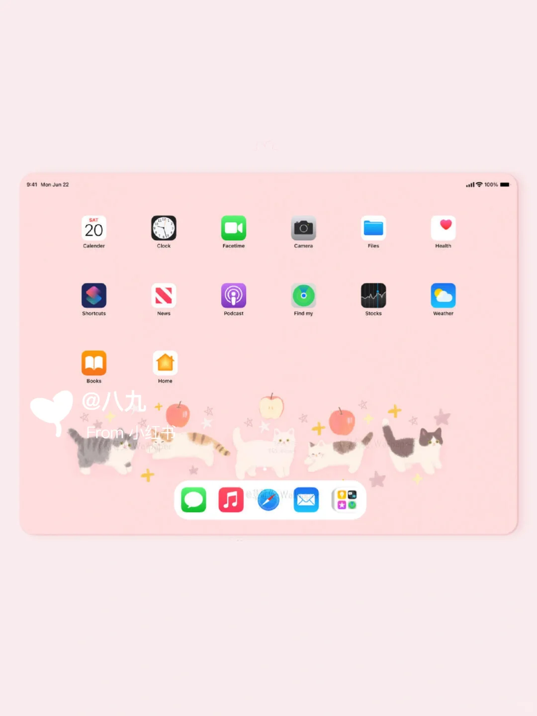 红苹果和猫猫｜ipad平板壁纸