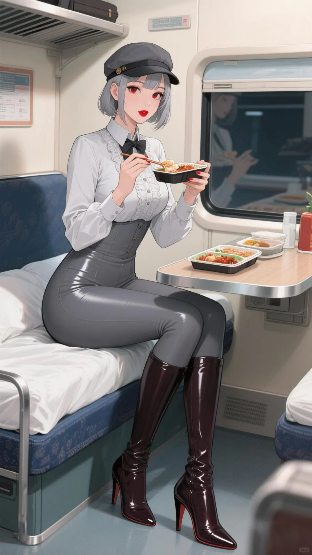 壁纸分享：卧铺列车上的美女小姐姐