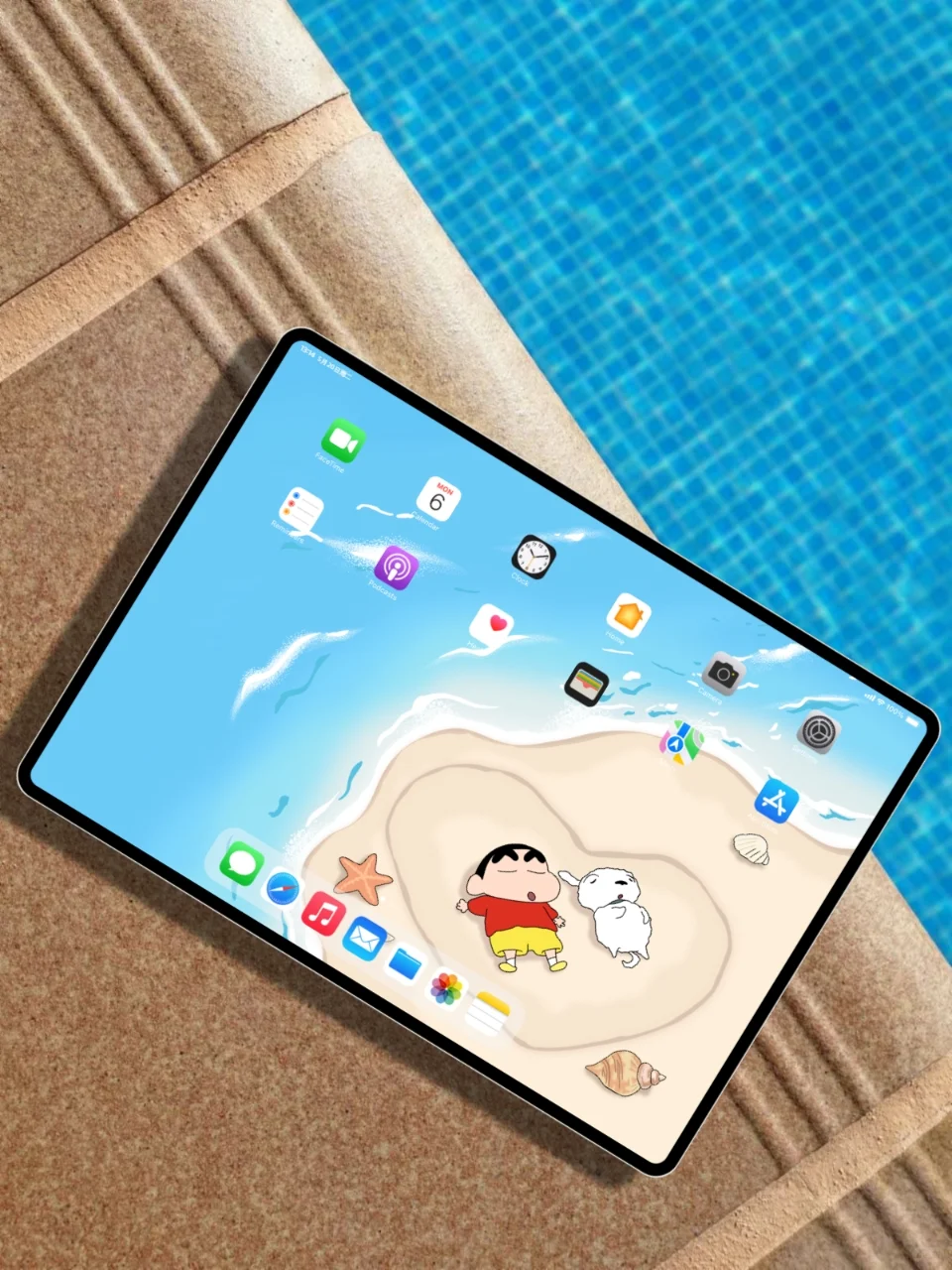 蜡笔小新｜夏日海滩的正阳｜平板壁纸
