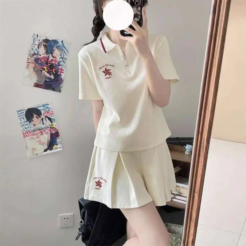 学院风休闲运动套装女夏季新款日系少女PO