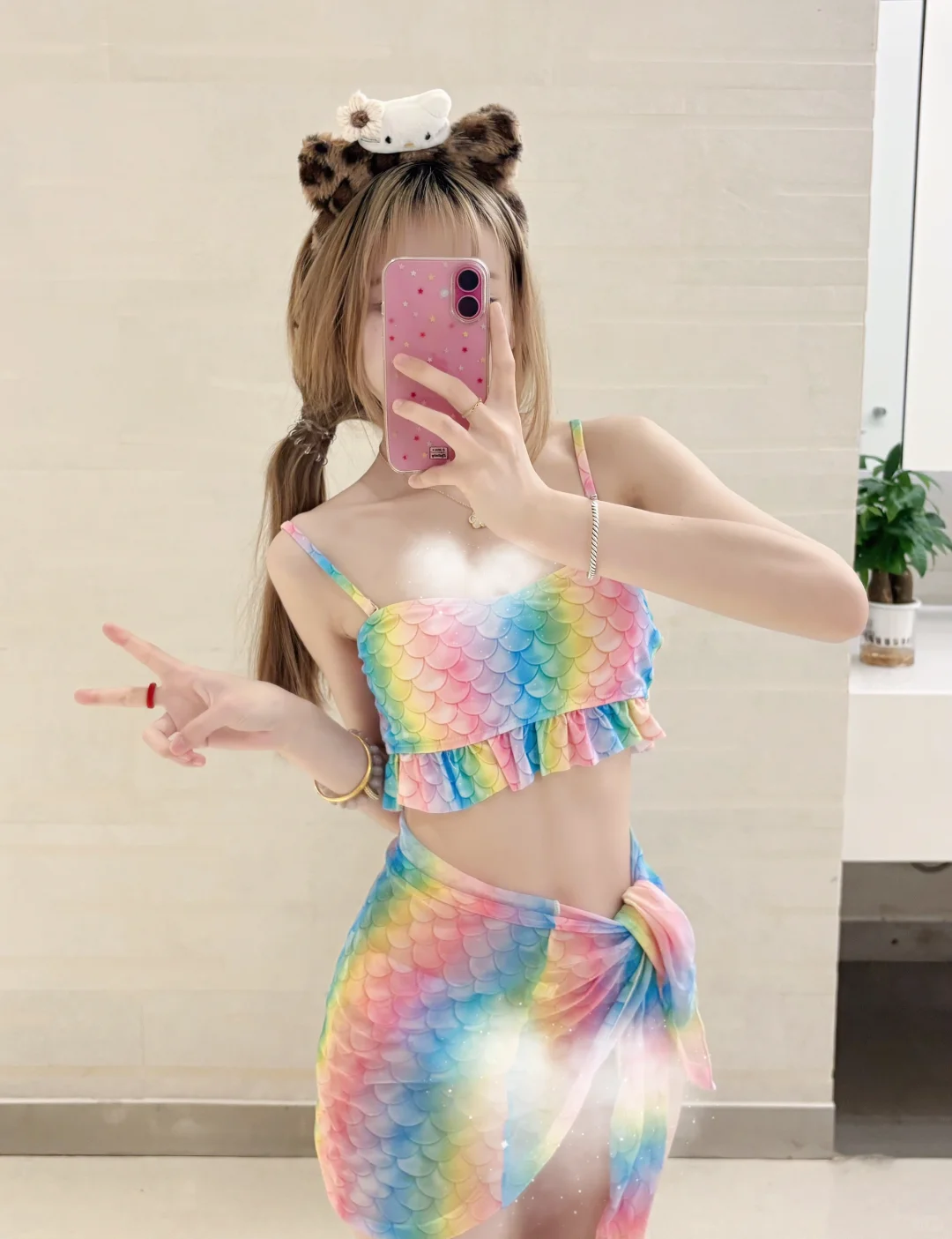 左滑上身！帮我穿上渐变美人鱼🧜‍♀️度假裙