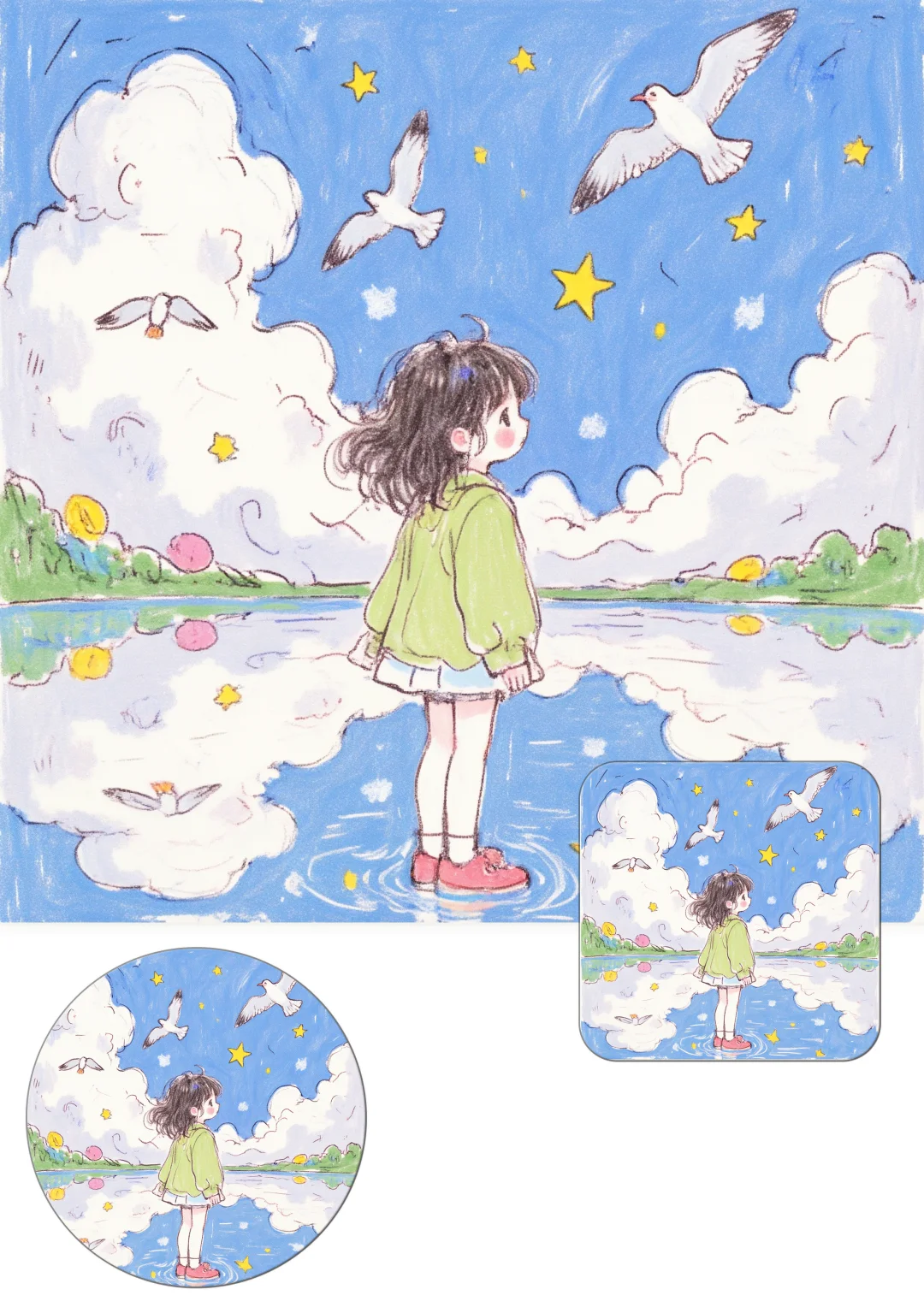 卡通女生头像|海边的浪漫！治愈系头像！