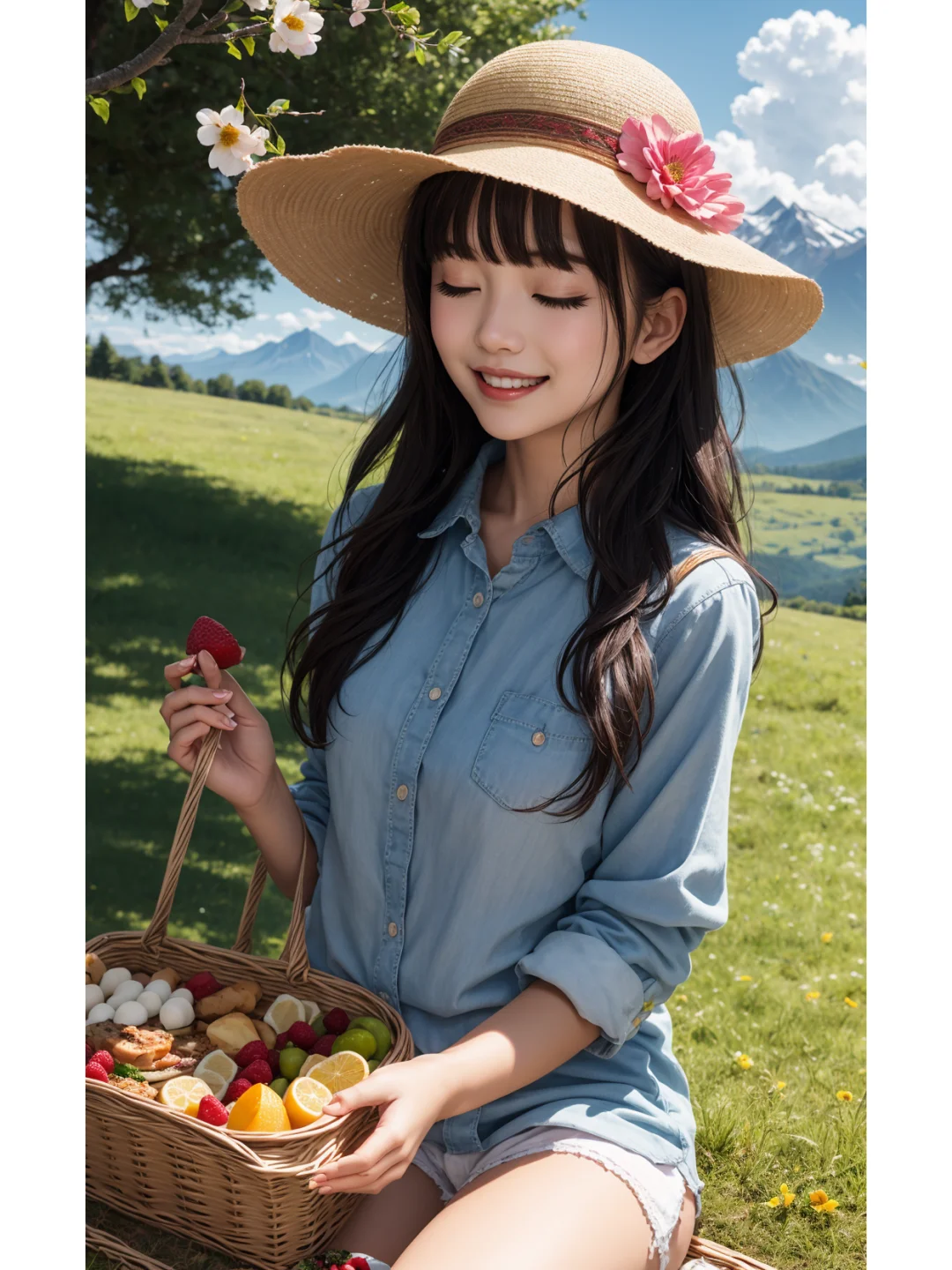 微笑女孩享受美食