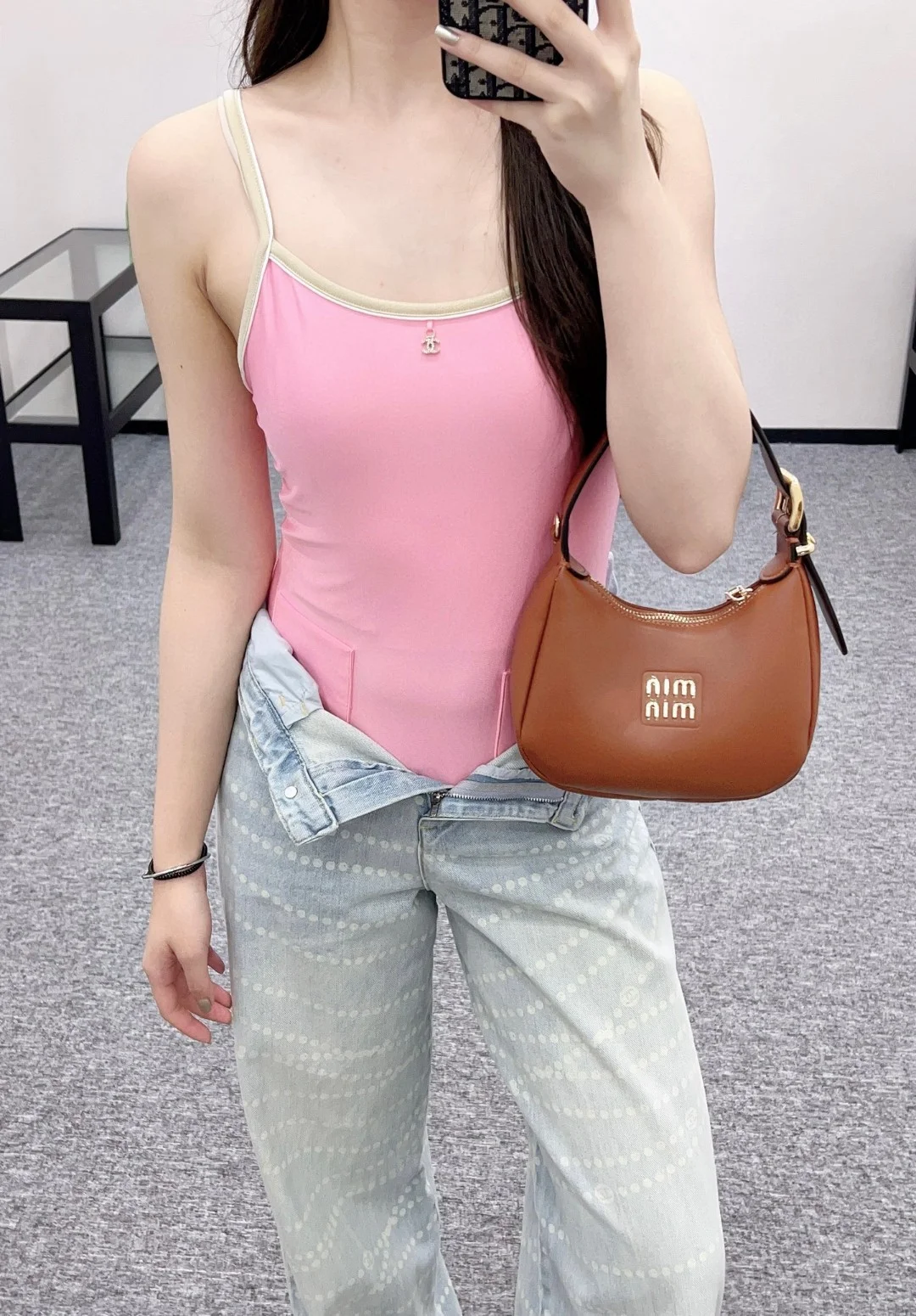 chanel新款撞色吊带泳衣