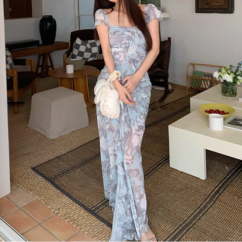 花花自由与浪漫 复古红色方领提花连衣裙女