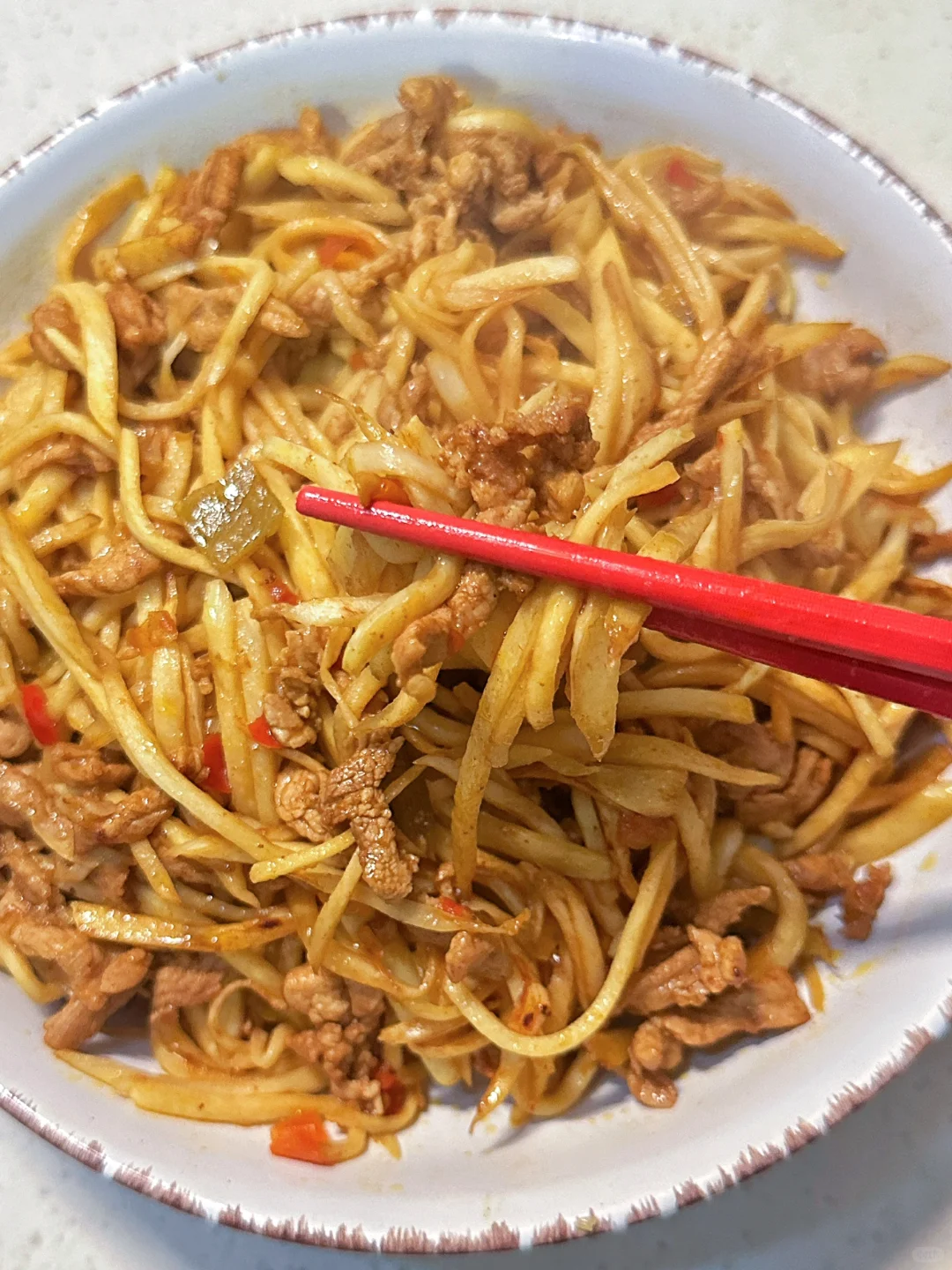 🥗美味茭白炒肉丝，一口鲜爽超下饭😋