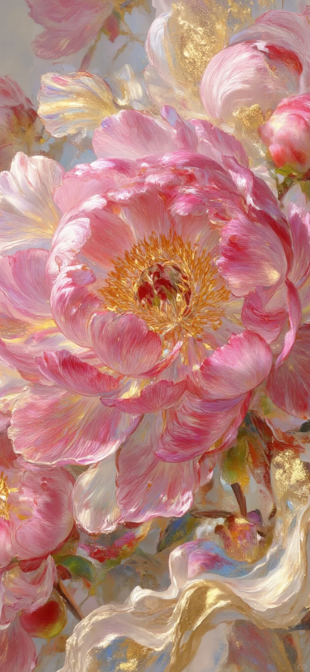 🌸壁纸 | 金辉映牡丹，绽放的璀璨光芒