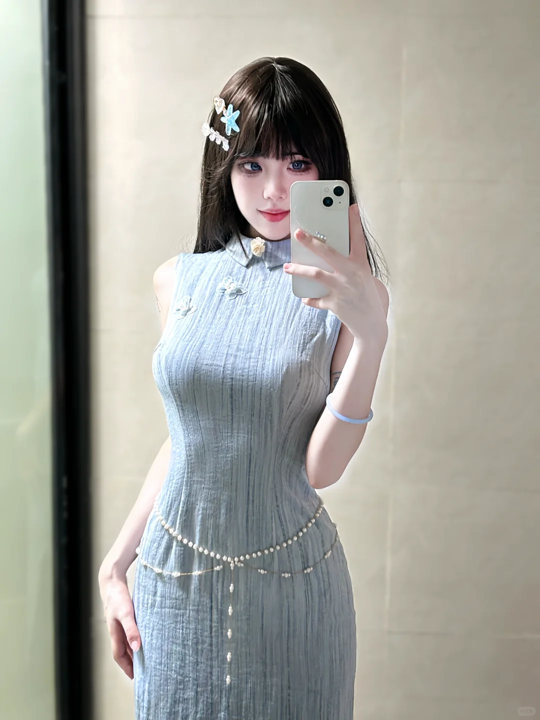 🫧湖蓝｜新中式旗袍穿搭🩵（附🔗｜全身图