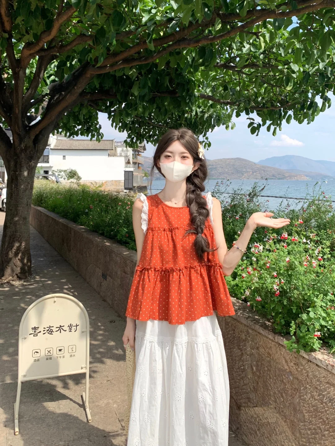 2025夏季新款韩系显瘦蕾丝边波点娃娃衫