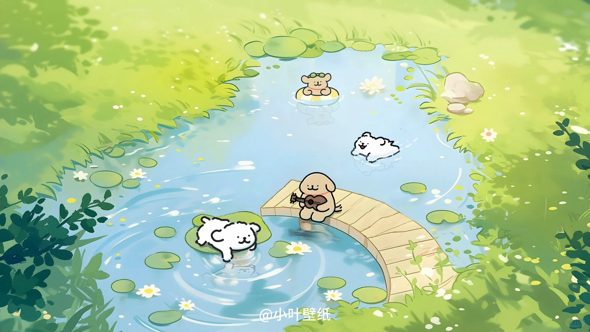 🍃线条小狗治愈分区电脑壁纸