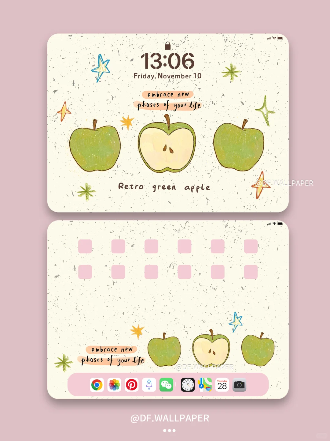 ipad壁纸｜复古青苹果｜INS风卡通壁纸