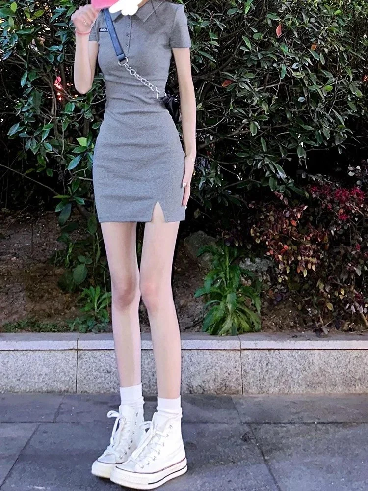 😍御姐包臀套装polo性感修身紧身连衣裙夏季