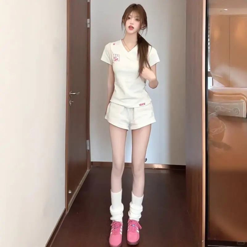 韩系辣妹运动套装女夏季学生修身显瘦时尚短