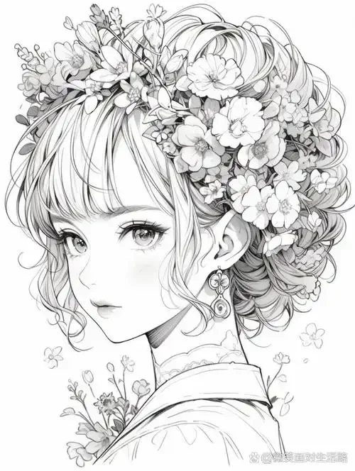 古代美女头像线条稿分享～