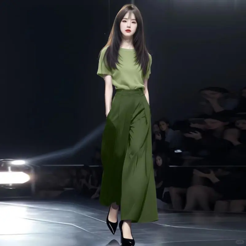 时尚套装女2025夏季新款洋气显瘦冰丝针
