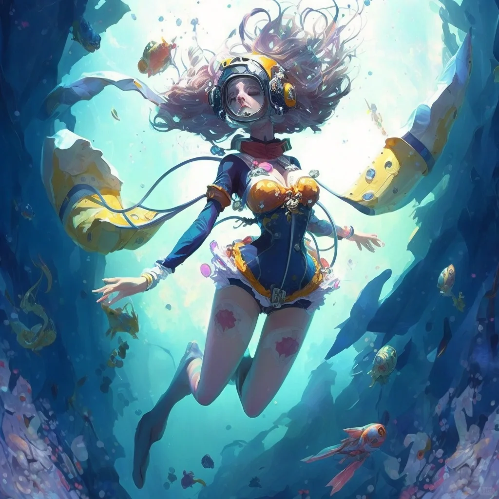 🎨AI驯服之路-暗黑风自由潜女孩头像
