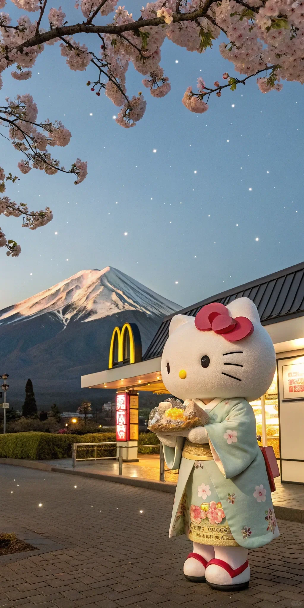 和服看樱👘hello kitty✖️麦当劳壁纸