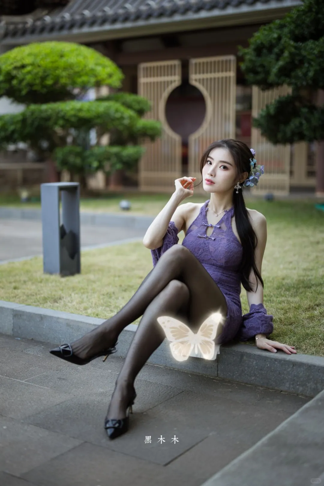 🌸 ‌绝美！这件紫色蕾丝旗袍美到窒息！