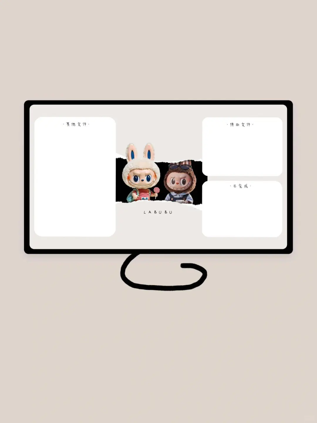 电脑壁纸｜Labubu冲出屏幕可爱