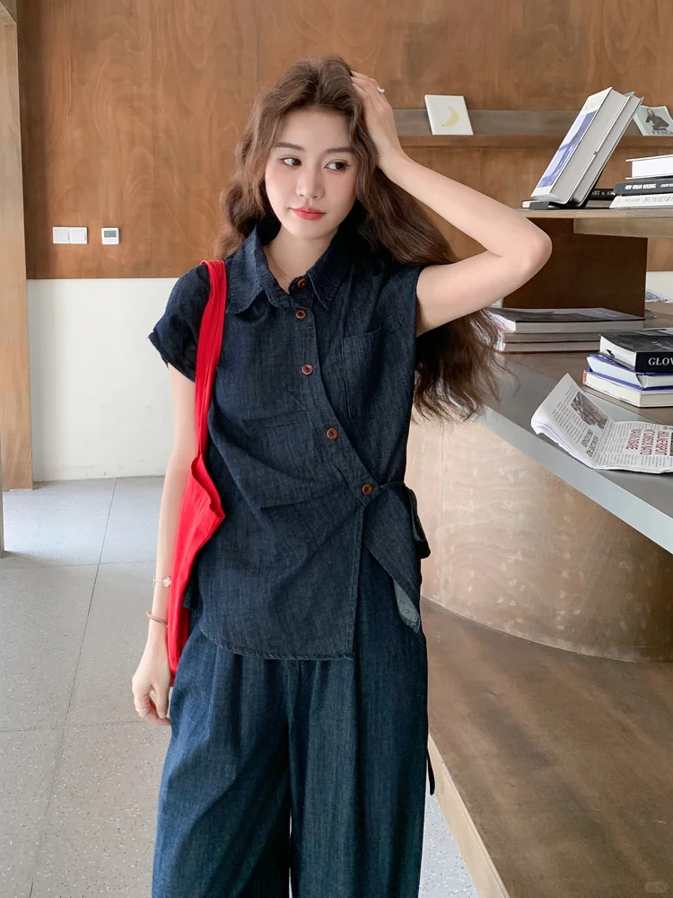 解锁随性潮流魅力🤘 无袖牛仔套装风情