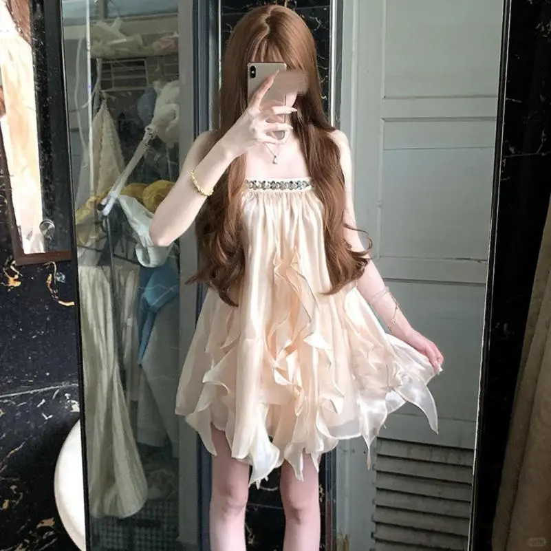 法式缎面甜美连衣裙女夏季假期出游绝美吊带
