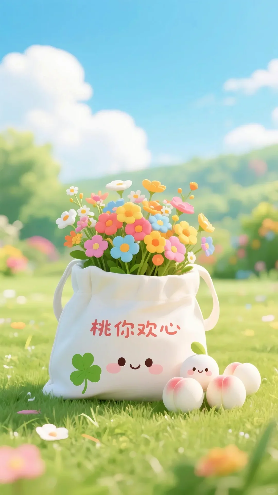 超漂亮的多色可爱花袋子壁纸
