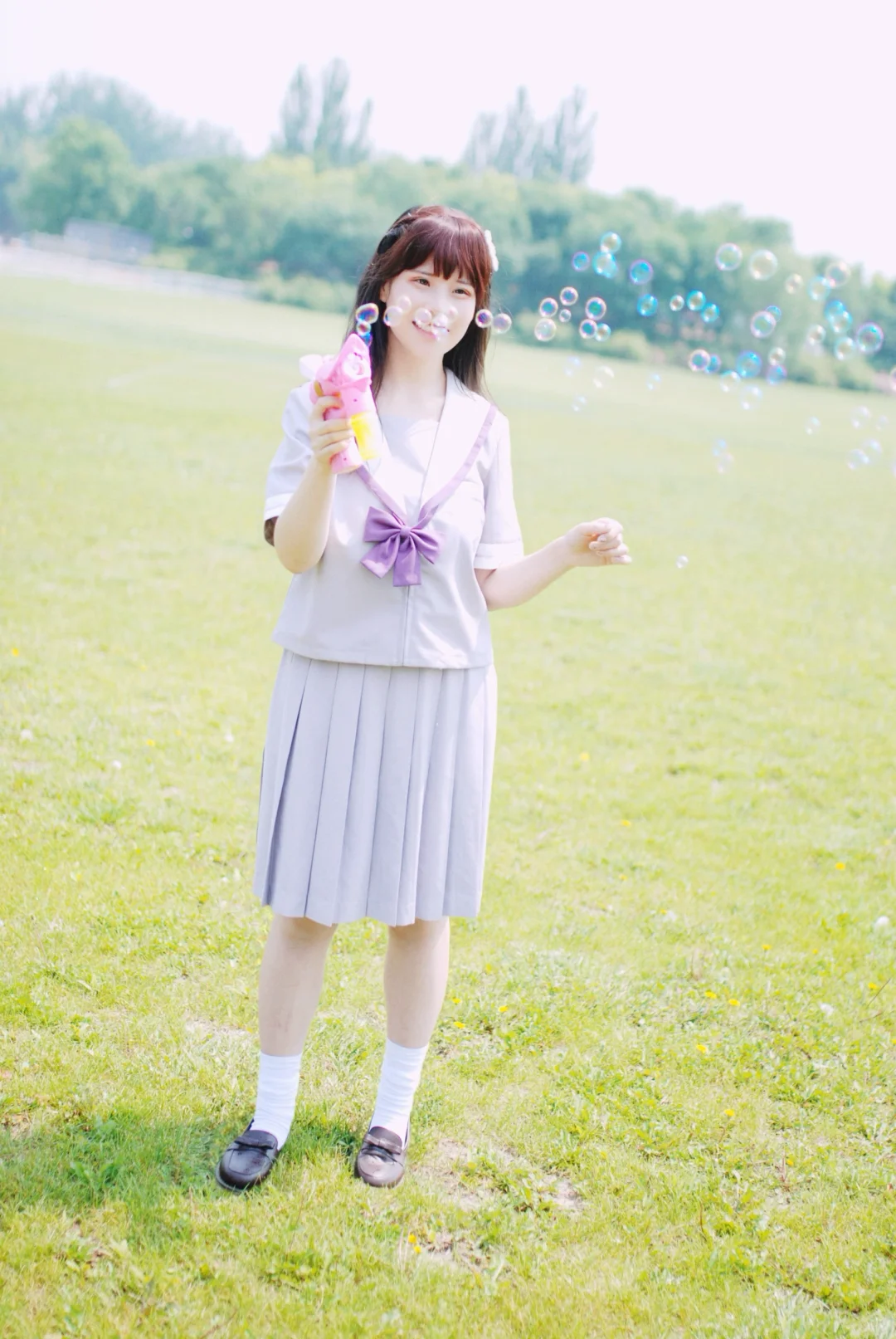 奥森公园jk制服写真，低像素氛围感ccd