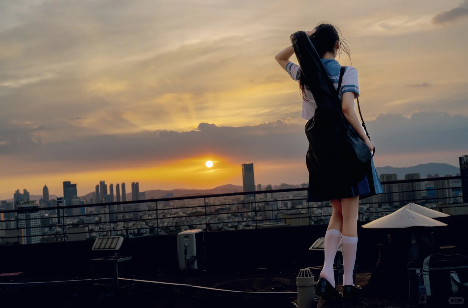 🌪️凌乱在风之回廊｜天空剪影｜jk约拍
