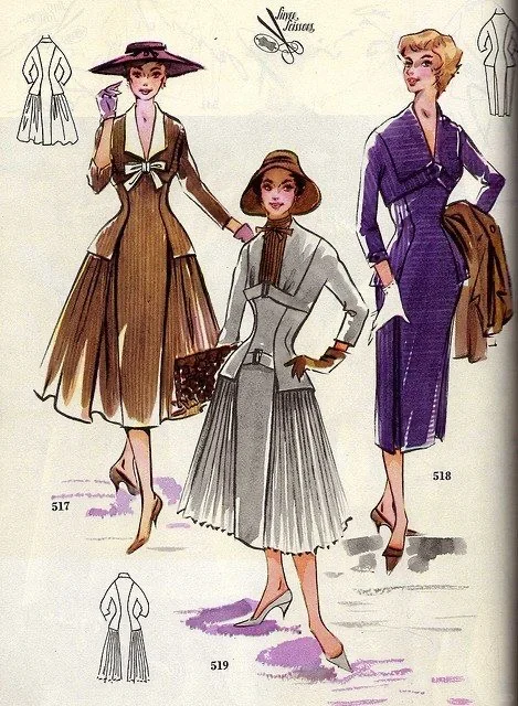 旧时光的时髦精，1940年服装效果图见证💃