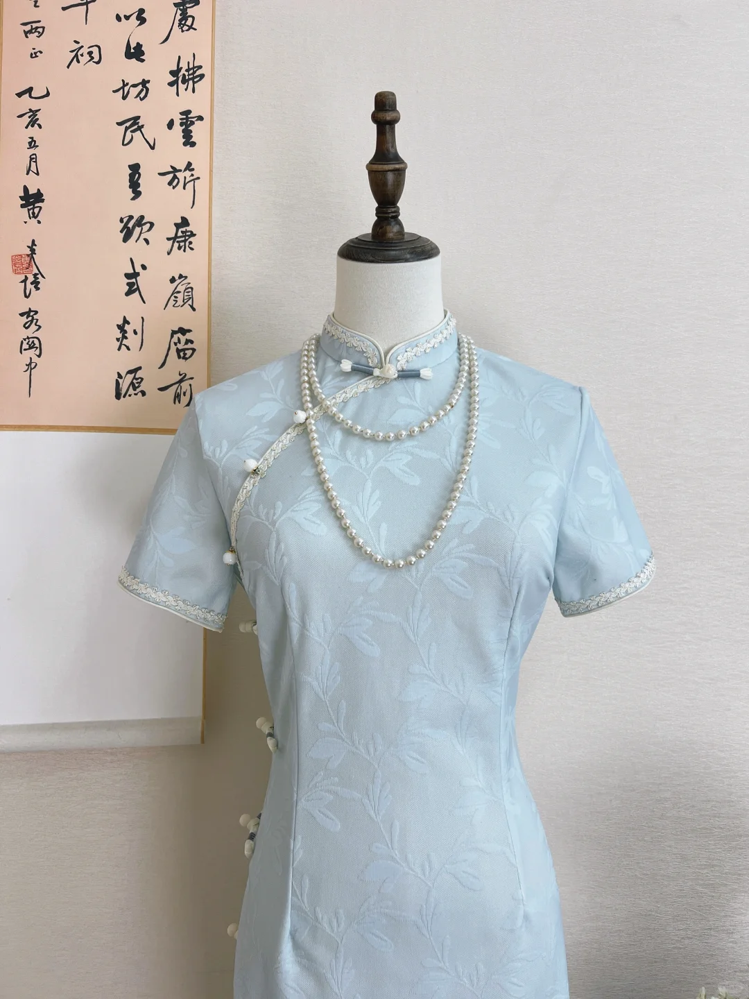 好喜欢这条蓝色旗袍！！清冷温柔上身绝绝子