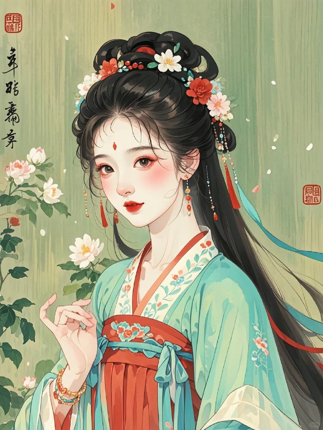 粉面桃腮笑含情，古风娇女韵倾城