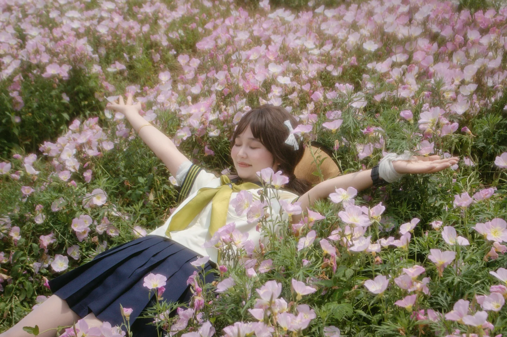 🌸黄塘湖の春｜闯入莫奈花园的JK少女写真