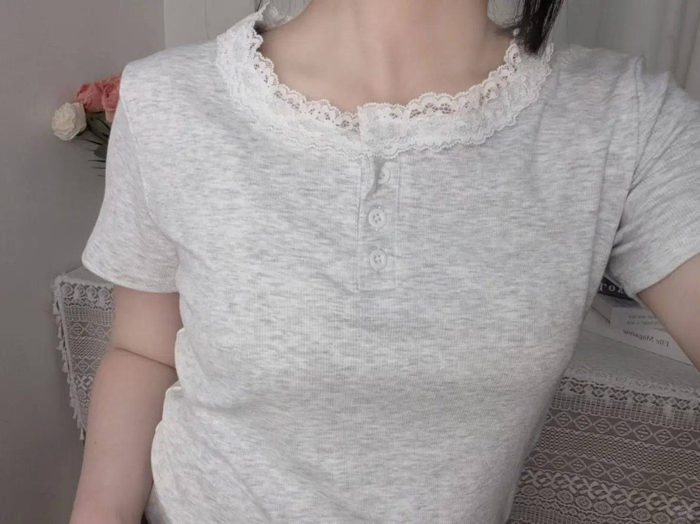 温柔陷阱💫 蕾丝领T恤太绝啦