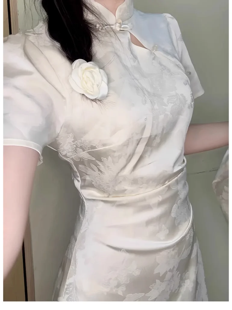 🍑 杏色小个子旗袍｜温柔显高封神！