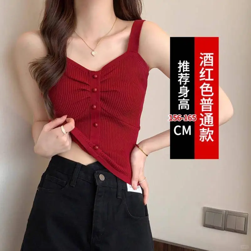 白色v领冰丝吊带背心女夏季性感修身美背外