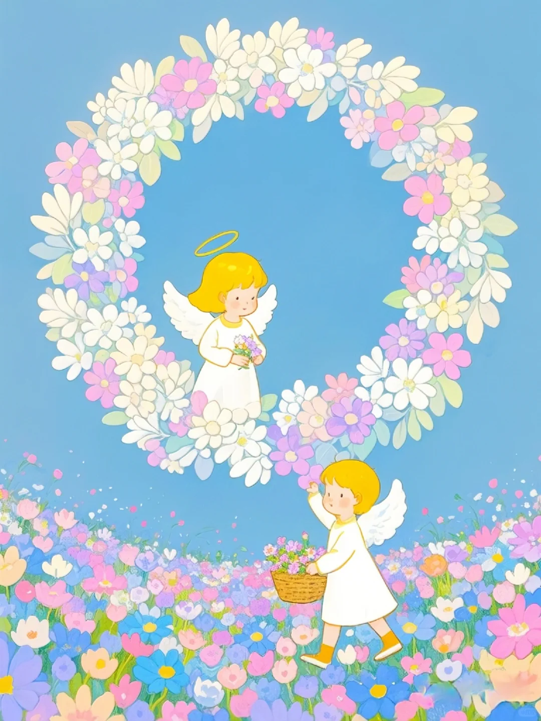 日常画画——摘花的小天使